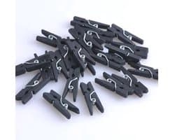 FSW-Products - Kleine Houten Mini Knijpers - 50 Stuks - Kaart Was Knijpertjes - Zwart - Foto Knijpers - Polaroid - Geboorte Wasknijpers - Kaartknijper — afbeelding 1