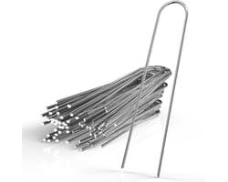 Intirilife 100 x grondanker 200 x 25 x 3,4 mm gemaakt van gegalvaniseerd roestvrij staal - onkruidvlies bevestiging grondnagel weerhaak — afbeelding 1