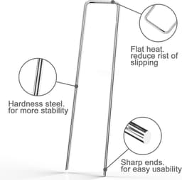 Intirilife 100 x grondanker 150 x 25 x 2,7 mm gemaakt van gegalvaniseerd roestvrij staal - onkruidvlies bevestiging grondnagel weerhaak — thumbnail 3