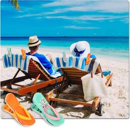 4 stuks strandhanddoekclips, slipclips voor ligstoelen, grote wasknijpers, zwembadhanddoekharingen voor vakantie, zwembad, strandstoelen (oranje, groen) — thumbnail 2