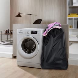 4 stuks extra grote waszakken, opvouwbare opbergtas met trekkoordsluiting, nylon waszak stoffen tas voor badkamer, slaapkamer of slaapzaal en reizen, 61 x 91 cm (zwart) — thumbnail 3