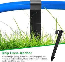 Set van 100 Grondankers voor Tuinslangen, Zwarte Plastic Verankeringen voor Druppelslangen, Geschikt voor Slangen met een Diameter van 16 mm en Lengte van 11,2 cm — thumbnail 3