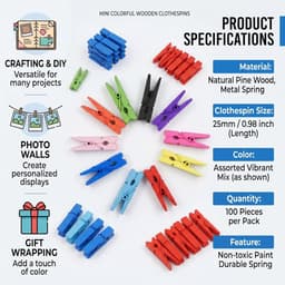 Wasknijpers, gekleurde natuur, 3,5 cm, schattige kleine kleurrijke mini-wasknijpers, sierklemmen voor foto's, kleine houten decoratie, clips, ansichtkaarten, geschenken — thumbnail 3