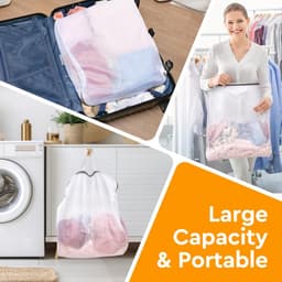 4 stuks waszakken, waszak wastas met handgrepen 50x60cm, waszakje Laundry Bag voor wasmachine Net wastas Mesh waszak reis voor ondergoed BH sokken dessous panty's — thumbnail 5