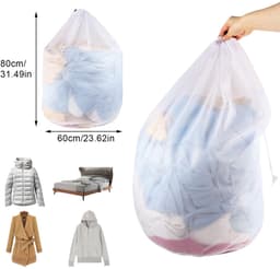 Wasnetten voor Wasmachine, 60 x 80 cm Wasnet met Trekkoord Dunne Herbruikbaar Mesh Waszakken Waszak Wasmachine voor Blouse Ondergoed Jas Broek (L+L) — thumbnail 5