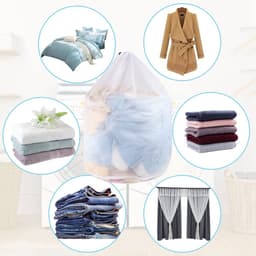 Wasnetten voor Wasmachine, 60 x 80 cm Wasnet met Trekkoord Dunne Herbruikbaar Mesh Waszakken Waszak Wasmachine voor Blouse Ondergoed Jas Broek (L+L) — thumbnail 2