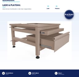 Wasophoogte® Wasmachine verhoger met lade en plateau - Wasmachine opbouwmeubel - Wasmachine sokkel - 42cm hoog - Taupe - Universeel - 65*60,5 (LxB) - Inclusief wandbeugels — thumbnail 5