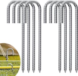 Een set van 8 grondankers, 30 cm J-haken – tenthaken, Geschikt voor het vastzetten van hekken, tenten, luifels en bloemenrekken. — thumbnail 1
