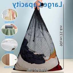 Extra grote wasnetzakken 70x90 cm - 2 stuks met trekkoord voor wasmachine, ideaal voor vuile reis kleding, blouses en ondergoed — thumbnail 4