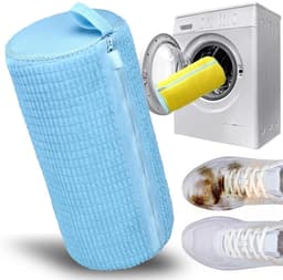 Dailygoods - Waszak voor schoenen – waszak voor schoenen met villosities, schoenentas voor wasmachine met ritssluiting, herbruikbaar, waszakken voor sneakers (blauw/verpakking 1) — thumbnail 1