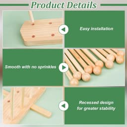 Dailygoods- Droogrek Herbruikbaar - Plastic Zak Droogrek - Afdruiprek Houder - 10 Stokken Vurenhout - Stabiliteit - 100mm Breed, 320mm Hoog - Afdroogrek — thumbnail 4