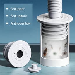 Afvoerpijp Siliconen Seal - Wasmachine Rioolslang - Geurloos Huis - Flexibele Diameter Aanpassing - 45-50 mm - Grijs — thumbnail 4