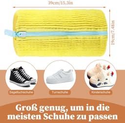 Dailygoods - 2 stuks schoenwaszakken, waszak, waszak, verbeterde schoenentas, multifunctionele bescherming, schoenwaszak voor wasmachine, anti-vervorming, sneakers, waszak, herbruikbare schoenen, waszak (geel) — thumbnail 4