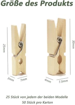 Dailygoods- Wasknijpers Mini - Houten Klemmen - 50 Stuks - Kleine Wasknijpers - Decoratieve Clips - Voor Fotohouders/Knutselen - Duurzaam Hout — thumbnail 5