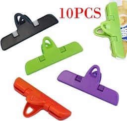 Grote Zakklemmen - Voedselclips - Keuken Organisatie - Antislip Grip - 10 stuks - Paars Zwart Groen Rood — thumbnail 3