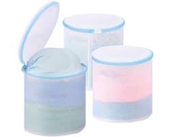 Dailygoods- Waszak Groot - 3 Stuks - Wasnet Beha - Herbruikbaar - Ritssluiting - Lichtgewicht - 18 x 20 cm