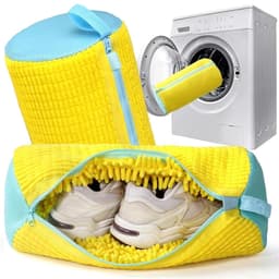 Dailygoods - Waszak voor schoenen – waszak voor schoenen met villositeiten, schoenentas voor wasmachine met ritssluiting, herbruikbaar, waszakken voor sneakers (geel/verpakking van 2) — thumbnail 1