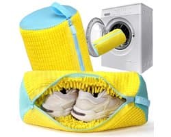 Dailygoods - Waszak voor schoenen – waszak voor schoenen met villositeiten, schoenentas voor wasmachine met ritssluiting, herbruikbaar, waszakken voor sneakers (geel/verpakking van 2)