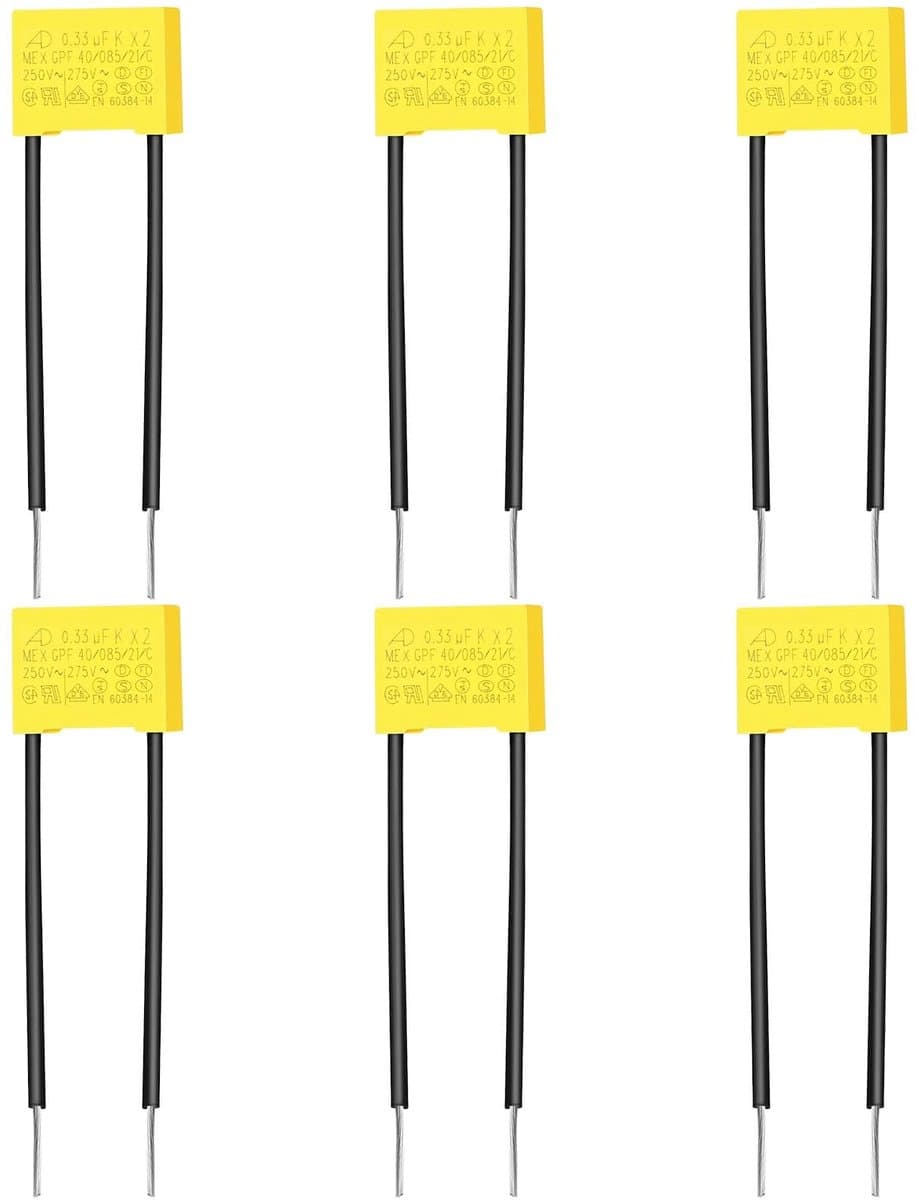 Dailygoods - 6 stuks onderdrukkingscondensatoren, led, 0,33 µF, 275 V, X2 veiligheidscondensatoren, polypropyleen-condensator, anti-interferentie, anti-flikkering, voor knipperlicht, led-verlichting — afbeelding 1
