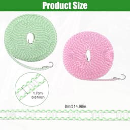 Adjustable Outdoor Clothesline, 2 Pieces Outdoor Clothesline, 16 Metres, Adjustable, Windproof, with Hooks, Washing - ShopVlot — thumbnail 4