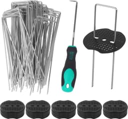 Grondanker set 50 verzinkte spijkers - 50 ringen - 1 haak - ideaal voor het bevestigen van onkruiddoek - ShopVlot — thumbnail 1