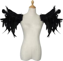 keland Gothic sjaal voor heren, met natuurlijke veren en schouders, voor Halloween en feestjes — thumbnail 3