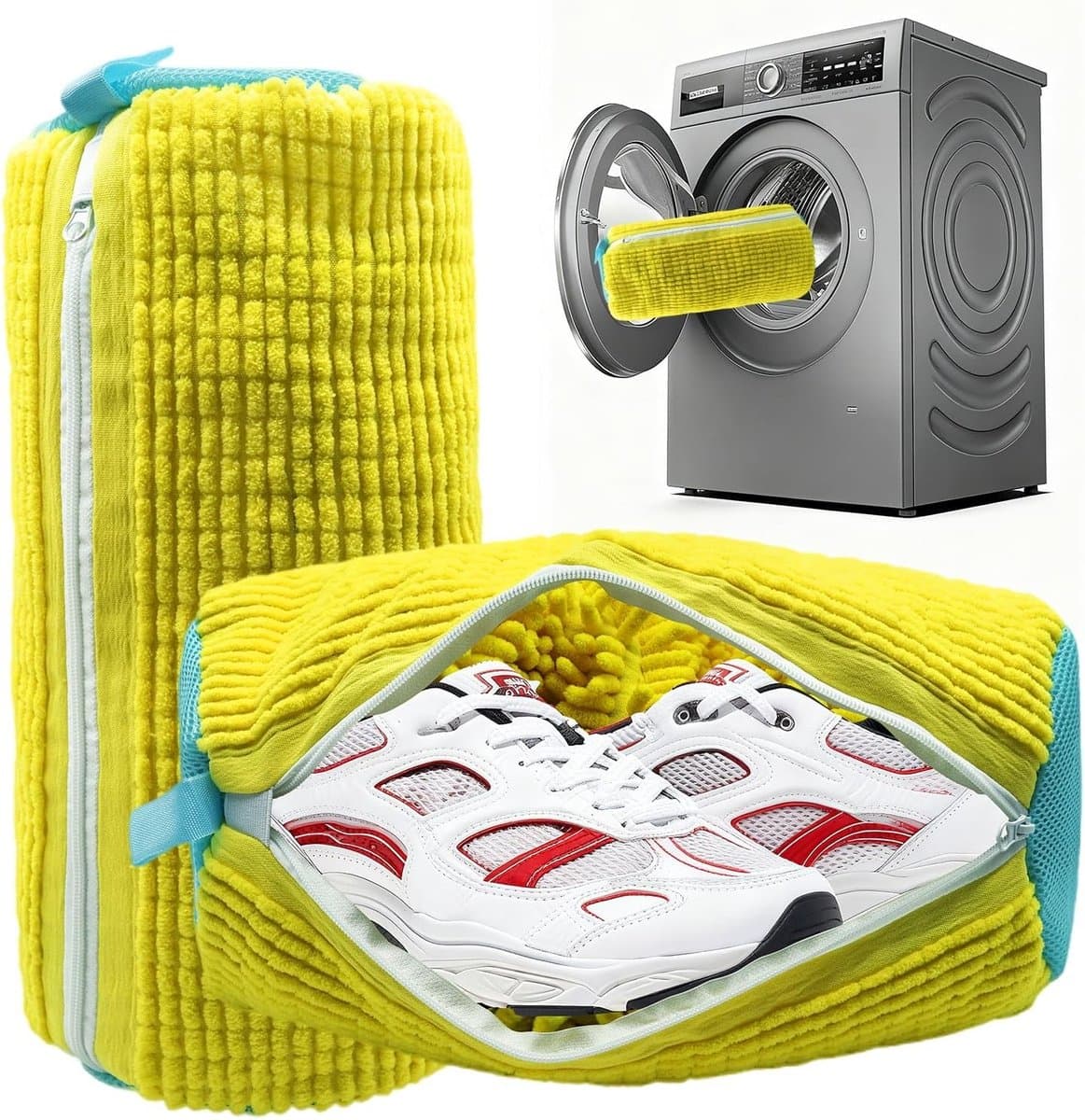 Waszak voor Schoenen, 2 Stuks Duurzame Bescherming voor Wasmachine en Droger, Herbruikbaar Mesh Net met Veilige Rits voor Sneakers, Sportschoenen en Delicate Stoffen — afbeelding 1
