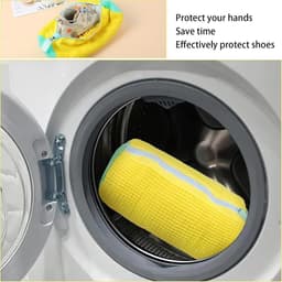 SnelShoppen - Set van 2 Waszakken voor Schoenen - Wasmachine met Rits - Herbruikbaar voor Sportschoenen en Linnen Schoenen - Geel — thumbnail 4