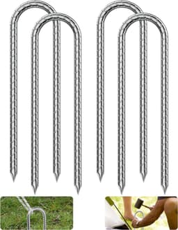 SnelShoppen - Sterke U-vormige tentpinnen, set van 4, ideaal voor camping, tuin, feesten, stevig staal, weerbestendig en eenvoudig te gebruiken — thumbnail 1