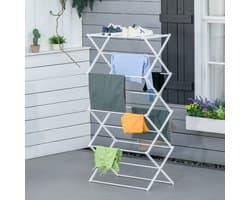 COVREO Droogtoren 74x35x144 cm wit, metaal en kunststof inklapbaar