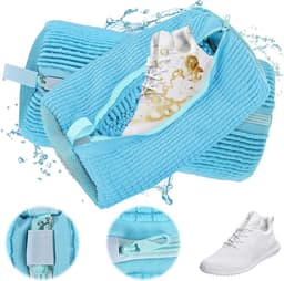 SnelShoppen - 2 stuks schoenenwaszak, waszak voor schoenen met verborgen rits, blauw, geschikt voor in de wasmachine, ideaal voor sneakers en sportsch — thumbnail 1