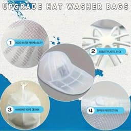 2-stuks Waszak voor petten - Speciaal ontworpen waszak voor petten - 30,5x21x12 cm - Inclusief pettenhouder en waszak - Geschikt voor het reinigen van diverse baseballpetten, vervormt niet snel - Wit — thumbnail 3