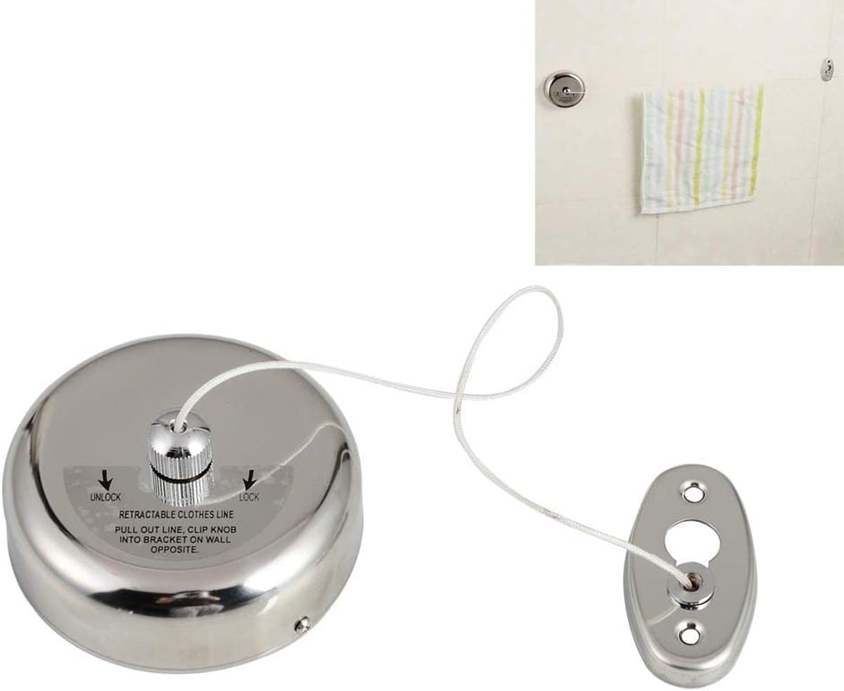 Waslijnen intrekbare waslijn met nylon draad touw en 304 roestvrij staal voor de badkamer balkon buiten binnen - 2,8 m/9,1 voet — afbeelding 1
