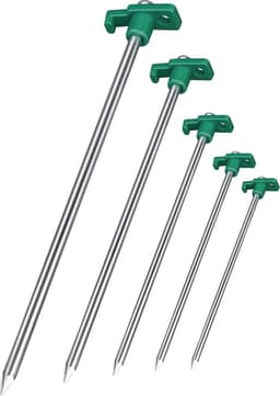 SnelShoppen - 8x anti-roest rots grondpennen groen/zilver Ø 0,7 cm, 25 cm lengte - grondankers, grondpennen van gegalvaniseerd staal voor bevestiging — thumbnail 1