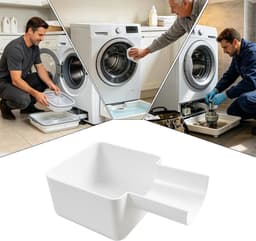 Afvoerbak voor wasmachine - 10 ×16 cm - 3D-geprinte waterdichte bak - Lekbak wasmachine - Wateropvang - Afvoer - Wasmachine Wateropvangbak - Opvangbak tegen lekkage - universele opvangbak voor filterreiniging - Wit — thumbnail 5