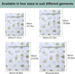 SnelShoppen - 4 Stuks Groene Bladeren Waszakken, Herbruikbare Wasnetten voor Wasmachine met Rits, Ideaal voor Fijne Was zoals Hemden, Jassen, Donsjass — thumbnail 5