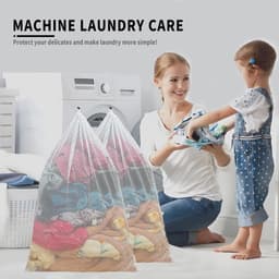 SnelShoppen - Net Laundry Bags 90x110cm, 2 Stuks Mesh Waszakken voor BH's, Sokken, Baby Kleding - Duurzame, Herbruikbare Wasmachine Tas met Delicate T — thumbnail 2