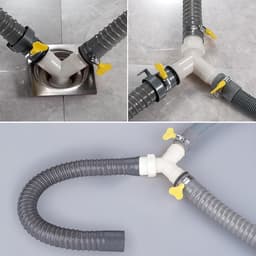 T-Stuk voor Afvoerslang - Afvoer Splitter - Inclusief 3 Slangklemmen - Anti Terugstroming - Dubbele Afvoer - Universeel - Voor Afvoerslangen Van 1 Tot 1 1/4 Inch - Voor Wasmachines, Airco's en Vaatwassers - Wit — thumbnail 3