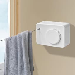 Intrekbare waslijn Heavy Duty Kleding Drogen Waslijn Wandmontage Gemakkelijk Opknoping Kleding Drogen Waslijn Intrekbaar Hangend Slot om doorzakken te voorkomen (Rechthoek, Wit) — thumbnail 3