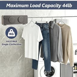Uittrekbare Waslijn - Wand Waslijn - Kleding Drogen - Doorhangvrije Lijn - 4.2 Meter - Grijs — thumbnail 3