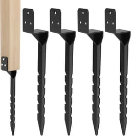 SnelShoppen - Set van 4 Inslaghulzen Schommel Bodemhuls L-vorm Thermisch Verzinkt Staal Paaldragers Grondankers voor Houten Palen Tuin en Speelplaats — thumbnail 1