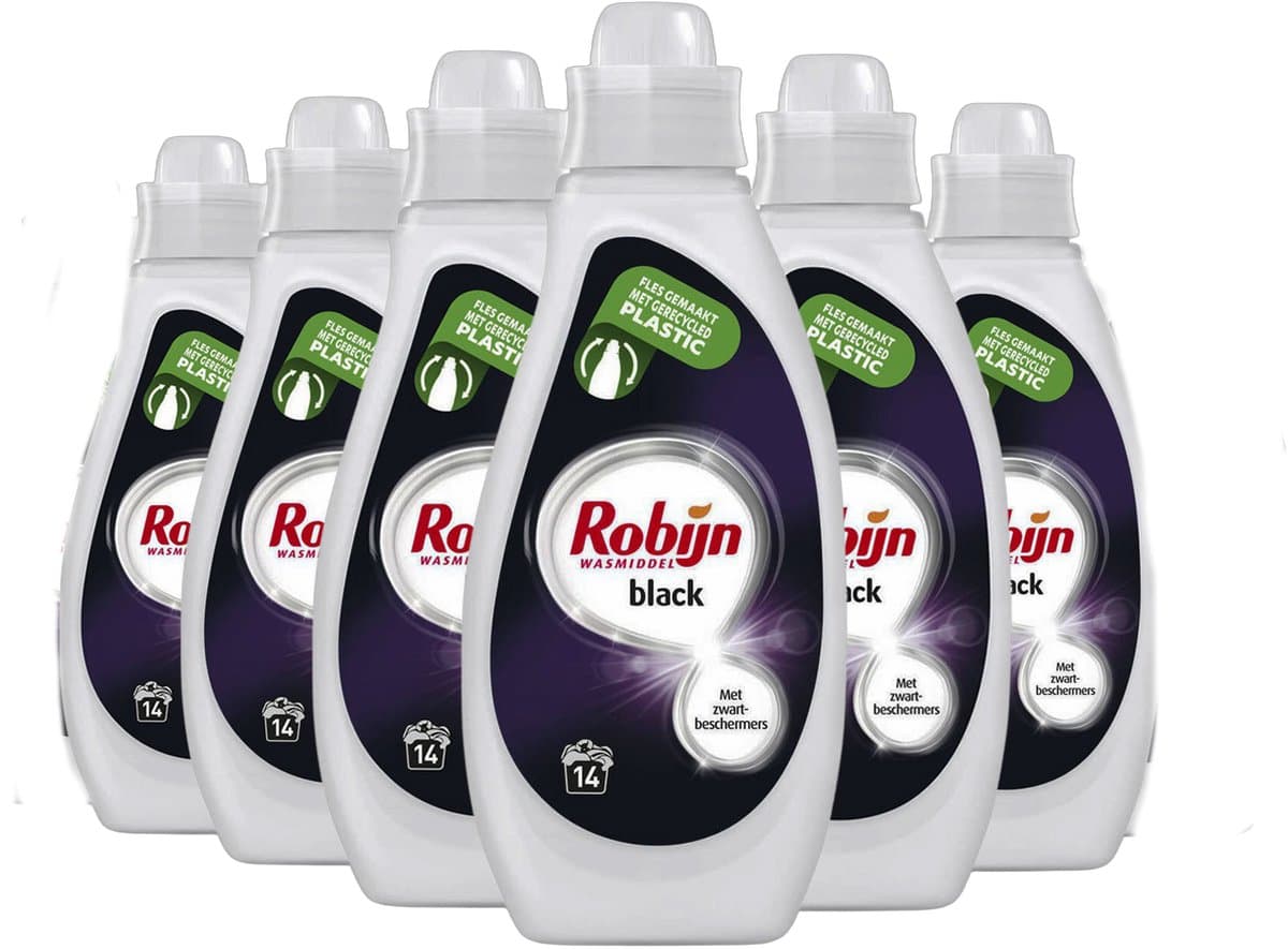 Robijn Black Vloeibaar Wasmiddel – 6 x 700 ml – Voor Zwarte & Donkere Was — afbeelding 1