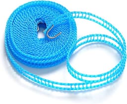 Reiswaslijn - Waslijn voor buiten - draagbaar - nylon - Duurzaam - winddicht - antislip - Voor buiten kamperen, wasdrogen,reizen - 5 m - blauw — thumbnail 1