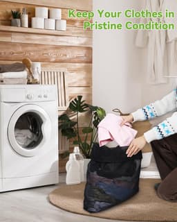 Waszakken groot voor wasmachine 50 x 60 cm, set van 2 met trekkoord, wasnet, fijnmazig, herbruikbare waszakken voor college, slaapzaal en woning — thumbnail 2