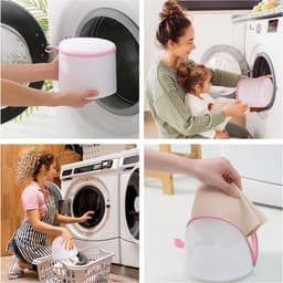 SnelShoppen - 3 Stuks Bh Waszakken, Herbruikbare Waszak voor Bh's, Ondergoed en Sokken, Mesh Waszak met Rits, Bescherming voor de Wasmachine, Roze — thumbnail 2