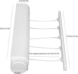 SnelShoppen - Uittrekbare Kledinglijn - Telescopische Kledingdroger met 5 Touwen voor Binnenshuis en Buitenshuis - Ruimtebesparend voor Badkamer, Keuk — thumbnail 5