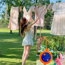 Intrekbare Waslijn - Draagbaar Droogrek - Ruimtebesparend Drogen - Winddicht Ontwerp - 10 Meter - Oranje — thumbnail 2