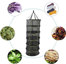 Droognet Kruiden - Droogmand Opvouwbaar - Planten Drogen - 6 Lagen Ontwerp - 60cm Diameter - Zwart — thumbnail 4