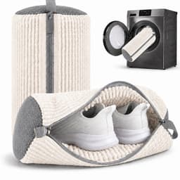 BOTC Schoenen Waszak Set - 2 Stuks - Herbruikbare Waszak voor Schoenen – 360° Diepe Reiniging met Microvezel - Beschermende Schoenen Waszak voor Wasmachine en Droger - Beige en zwart — thumbnail 1