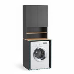 wasmachinekast - 68x188,5x60 cm - antraciet/naturel — thumbnail 3